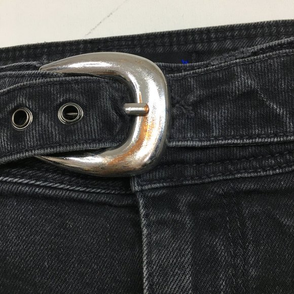 PAIGE Premium Denim Riot Wash Hoxton Ankle Peg Belted Raw Edge Hem Jeans - Picture 15 of 15